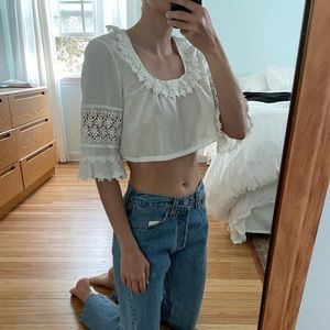 Vintage White Lace Crop Top
